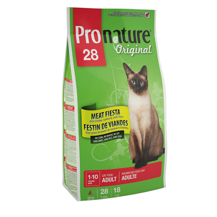 Pronature Original 28 Meat Fiesta Сухой корм для взрослых кошек (с цыплёнком, лососем и ягнёнком) – интернет-магазин Ле’Муррр