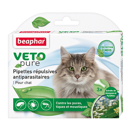 Beaphar Veto Pure Био Капли от блох и клещей для кошек, 3 пипетки – интернет-магазин Ле’Муррр