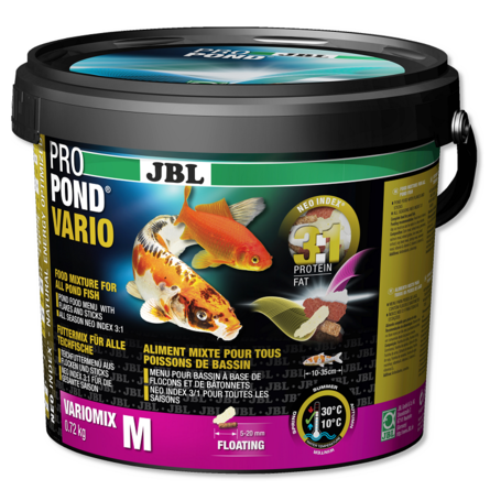 JBL ProPond Vario M Основной корм в форме плавающих палочек и хлопьев для прудовых рыб среднего размера – интернет-магазин Ле’Муррр